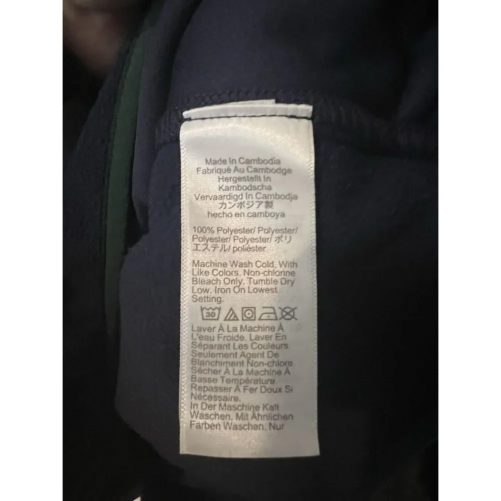 J. Crew 1/4 Zip Up Fleece Sweatshirt Mens XXL Blue Green Side Pocket Long Sleeve